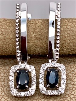 *Серьги Сапфир цв Белое арт. 23586-202-293 (вес 3,11 г) - фото 330501