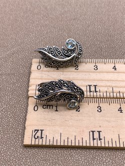 *Серьги Микс Марказит Голубой Топаз арт. HE001-426 вес 7,61 г - фото 330536 *Серьги Микс Марказит Голубой Топаз арт. HE001-426 вес 7,61 г - фото 330536