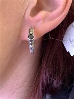 *Серьги Конго Микс Марказит Гранат Пироп арт. HE965-029 вес 4,76 г - фото 330608