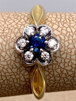 *Кольцо р.17,5 Синий Сапфир цв Лимонное арт. 11104-302-590 вес 2,3 г - фото 330829 *Кольцо р.17,5 Синий Сапфир цв Лимонное арт. 11104-302-590 вес 2,3 г - фото 330829