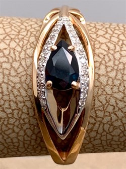 *Кольцо р.17,5 Синий Сапфир цв Красное арт. 13136-102-816, (вес 2,89 г) - фото 330898