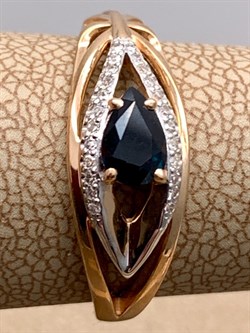 *Кольцо р.17,5 Синий Сапфир цв Красное арт. 13136-102-816, (вес 2,89 г) - фото 330899