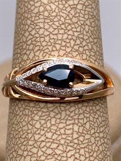 *Кольцо р.17,5 Синий Сапфир цв Красное арт. 13136-102-816, (вес 2,89 г) - фото 330902