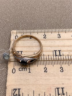 *Кольцо р.17,5 Синий Сапфир цв Красное арт. 13136-102-816, (вес 2,89 г) - фото 330906