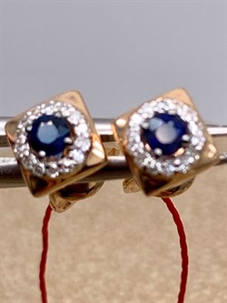 *Пусеты Сапфир цв Красное арт. 22517-102-724 (вес 1,53 г) - фото 330967