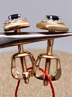 *Пусеты Сапфир цв Красное арт. 22517-102-724 (вес 1,53 г) - фото 330968