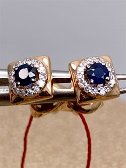 *Пусеты Сапфир цв Красное арт. 22517-102-724 (вес 1,53 г) - фото 330969