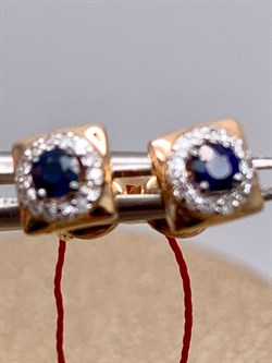 *Пусеты Сапфир цв Красное арт. 22517-102-724 (вес 1,53 г) - фото 330971