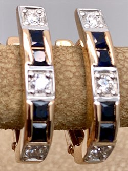 *Серьги Сапфир цв Красное арт. 22586-102-727 (вес 3,5 г) - фото 331109