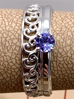 *Кольцо р.19 Танзанит цв Белое арт. 13795-204-593 (вес 2,57 г) - фото 331462