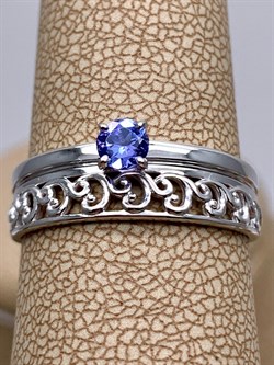 *Кольцо р.19 Танзанит цв Белое арт. 13795-204-593 (вес 2,57 г) - фото 331465