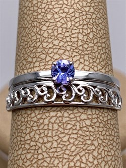*Кольцо р.19,5 Танзанит цв Белое арт. 13795-204-188 (вес 2,48 г) - фото 331476