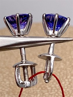 *Пусеты Танзанит цв Белое арт. 2231-204-211 (вес 1,63 г) - фото 331490