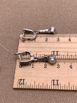 *Серьги Микс Марказит Жемчуг арт. HE1514-185 вес 5,89 г - фото 331521