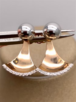 *Серьги Пусеты Белый Бр цв Красное, белое арт. 24172-100-203, (вес 4,26 г) - фото 331557