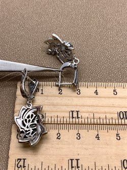 *Серьги Микс Марказит Голубой Топаз арт. HE874-487 вес 9,7 г - фото 331596