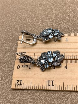 *Серьги Микс Марказит Голубой Топаз арт. HE874-487 вес 9,7 г - фото 331597