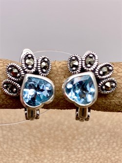 *Серьги Микс Марказит Голубой Топаз арт. HE1617-966 вес 3,34 г - фото 331627 *Серьги Микс Марказит Голубой Топаз арт. HE1617-966 вес 3,34 г - фото 331627