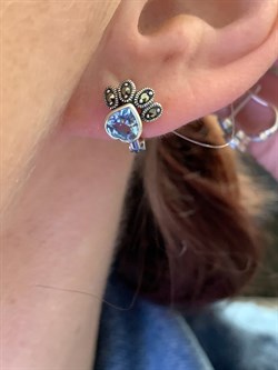 *Серьги Микс Марказит Голубой Топаз арт. HE1617-966 вес 3,34 г - фото 331630 *Серьги Микс Марказит Голубой Топаз арт. HE1617-966 вес 3,34 г - фото 331630