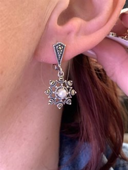 *Серьги Микс Марказит Жемчуг арт. HE1603-192 вес 6.05 г - фото 331643 *Серьги Микс Марказит Жемчуг арт. HE1603-192 вес 6.05 г - фото 331643