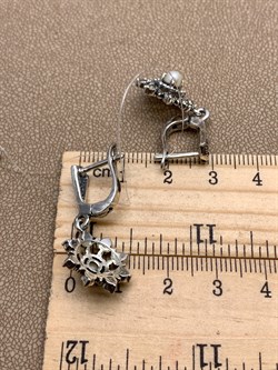 *Серьги Микс Марказит Жемчуг арт. HE1603-192 вес 6.05 г - фото 331644 *Серьги Микс Марказит Жемчуг арт. HE1603-192 вес 6.05 г - фото 331644