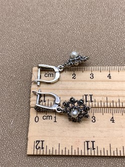 *Серьги Микс Марказит Жемчуг арт. HE1603-192 вес 6.05 г - фото 331645 *Серьги Микс Марказит Жемчуг арт. HE1603-192 вес 6.05 г - фото 331645