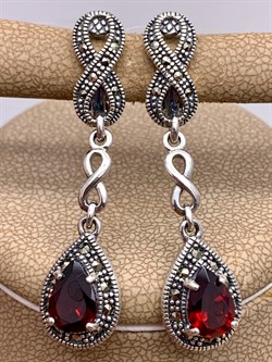 *Серьги Микс Марказит Гранат Пироп арт. HE1414-104 вес 8,46 г - фото 331905 *Серьги Микс Марказит Гранат Пироп арт. HE1414-104 вес 8,46 г - фото 331905