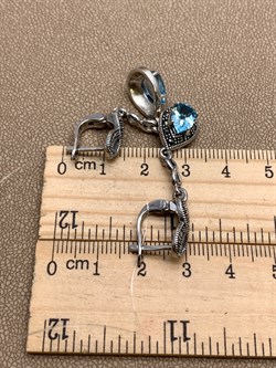 *Серьги Микс Марказит Голубой Топаз арт. HE1414-942 вес 8.4 г - фото 331945