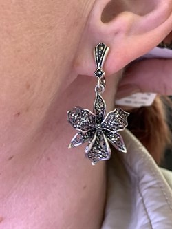 *Серьги Марказит арт. HE690-624 Вес 10,15 г - фото 331977