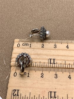 *Серьги Микс Марказит Жемчуг арт. HE0922-284 вес 5,47 г - фото 332051