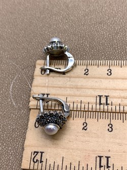 *Серьги Микс Марказит Жемчуг арт. HE0922-284 вес 5,47 г - фото 332052