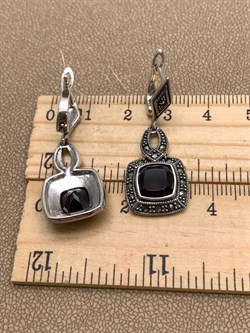 *Серьги Микс Марказит Гранат Пироп арт. HE848-052 вес 8,11 г - фото 332080