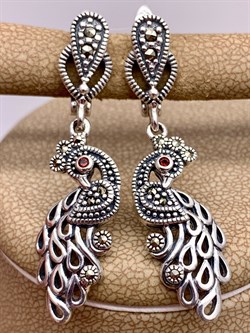 *Серьги Жар Птицы Марказит арт HE1546-393 вес 7.93 г - фото 332093