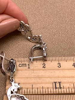 *Серьги Жар Птицы Марказит арт HE1546-393 вес 7.93 г - фото 332094