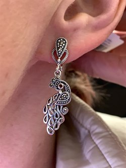 *Серьги Жар Птицы Марказит арт HE1546-393 вес 7.93 г - фото 332097