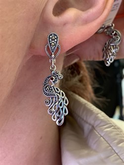 *Серьги Жар Птицы Марказит арт HE1546-393 вес 7.93 г - фото 332098