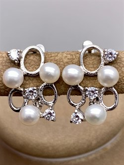 *Серьги Белый Жемчуг д.4,5*5мм арт. Ж2033р-586 Вес 3,65 г - фото 332138 *Серьги Белый Жемчуг д.4,5*5мм арт. Ж2033р-586 Вес 3,65 г - фото 332138