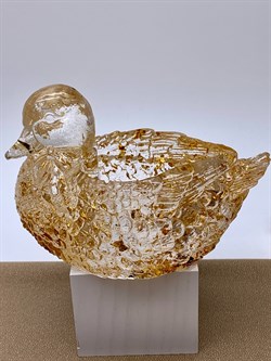 Кашпо Утка Янтарь Золотая поталь арт 250403 вес 178,79 гр - фото 332356