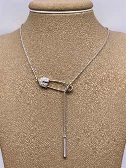 *Колье р.40 Булавка Белый Фианит арт. 06-1728/00КЦ-00-401 вес 2,62 г - фото 332403