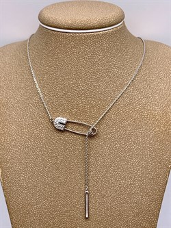 *Колье р.40 Булавка Белый Фианит арт. 06-1728/00КЦ-00-401 вес 2,62 г - фото 332404
