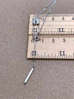 *Колье р.40 Булавка Белый Фианит арт. 06-1728/00КЦ-00-401 вес 2,62 г - фото 332405