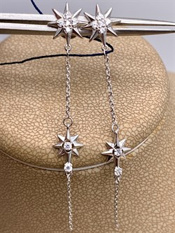 *Серьги Пусеты Звезды Белый Фианит арт. 02-1487/00КЦ-00-452 вес 1,86 г - фото 332530 *Серьги Пусеты Звезды Белый Фианит арт. 02-1487/00КЦ-00-452 вес 1,86 г - фото 332530