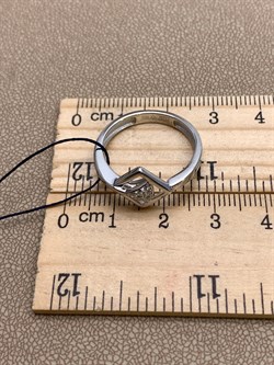 *Кольцо р.18,5 Белый Фианит арт. 01-1733/00КЦ-00-082 вес 2,65 г - фото 332612