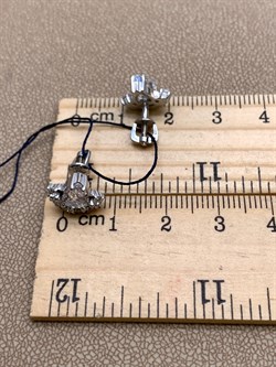 *Серьги Пусеты Белый Фианит арт. 02-1366/00КЦ-00-903 вес 3,06 г - фото 332631