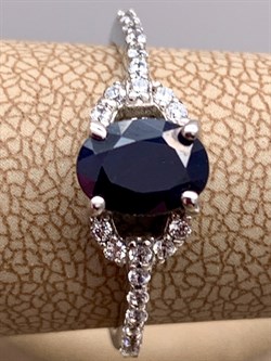 *КОЛЬЦО р.17,5 Корунд Синий Сапфир арт. R00396-214, (вес 2,28 г) - фото 333864