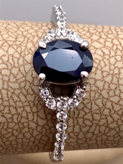 *КОЛЬЦО р.17,5 Корунд Синий Сапфир арт. R00396-214, (вес 2,28 г) - фото 333866