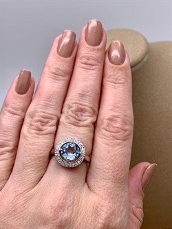 *Кольцо р.17 Голубой Топаз арт. R00002-045 вес 4,71 г - фото 334006