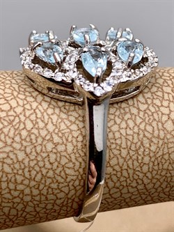 *КОЛЬЦО р.18,5 Голубой Топаз арт. R00034-168, (вес около 4,53 г) - фото 334148