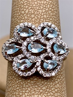 *КОЛЬЦО р.18,5 Голубой Топаз арт. R00034-168, (вес около 4,53 г) - фото 334149