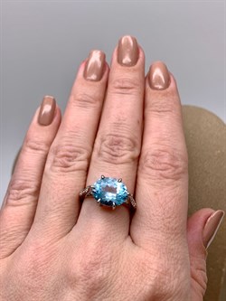 *Кольцо р.17  Голубой Топаз арт. R00079-413 вес 4,58 г - фото 334275